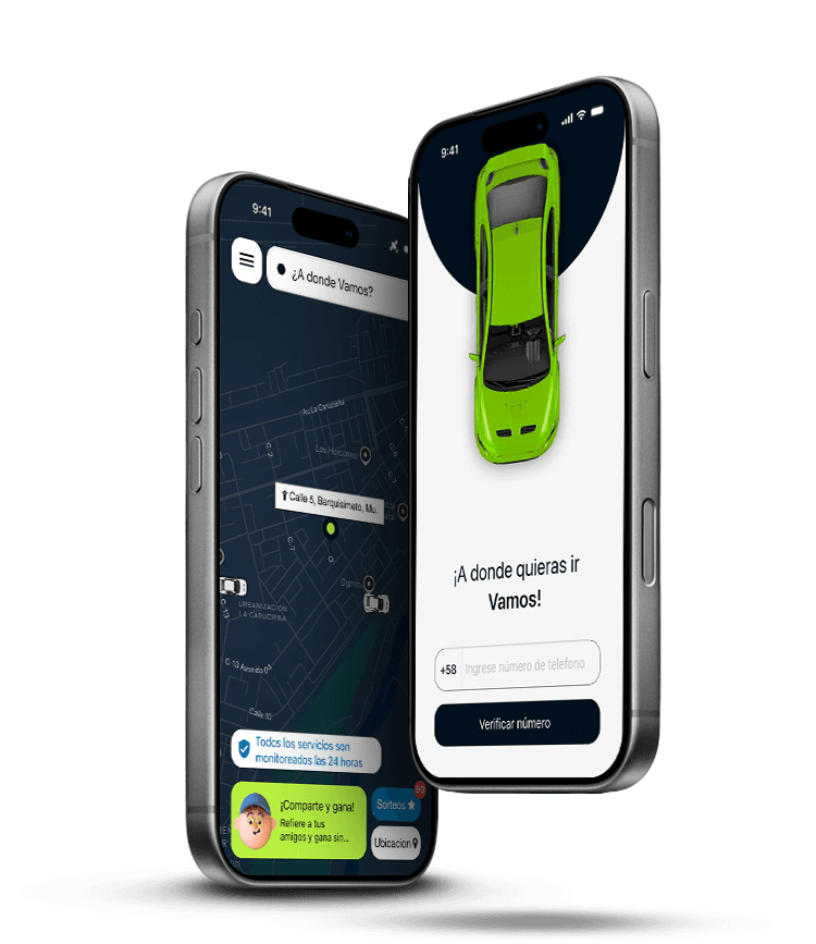 Vamos App interfaz en smartphone